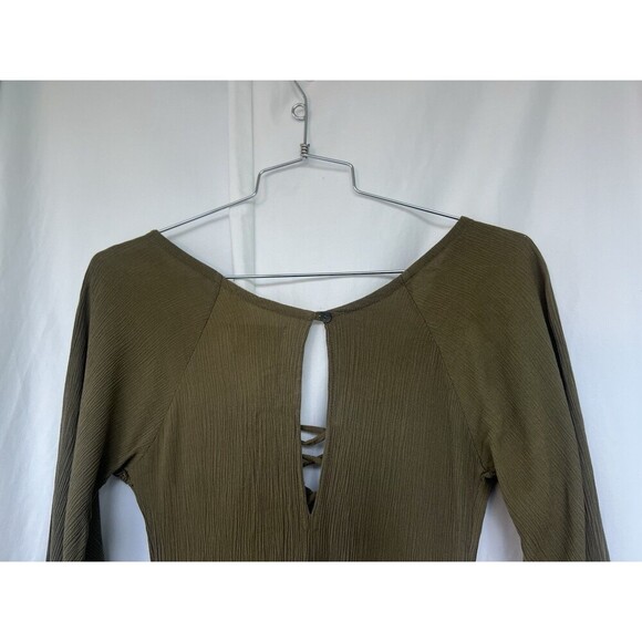 Cleobella Moss Green Lace Up Mini Dress Flare Sleeve Forest Fairy Goblin Witch - Picture 6 of 10